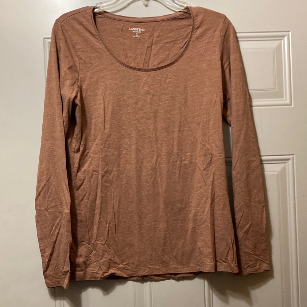 Lands' End Women's Tan Long Sleeve Tee M